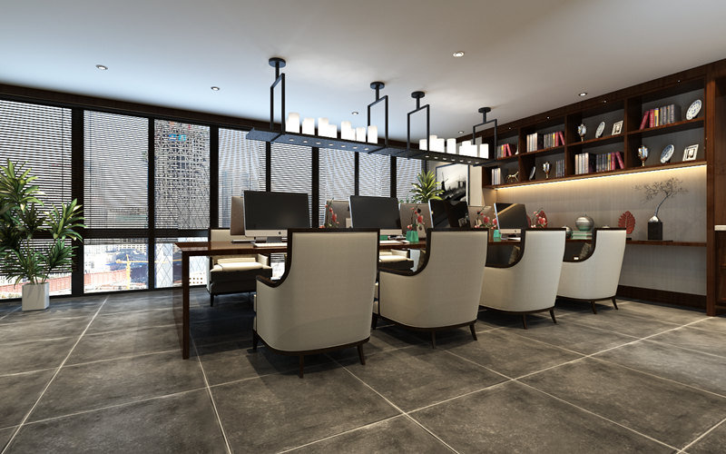 新中式<a href=http://m.xiaoshoupa.cn/tags-457.html target=_blank class=infotextkey>辦公室裝飾設計</a>效果圖